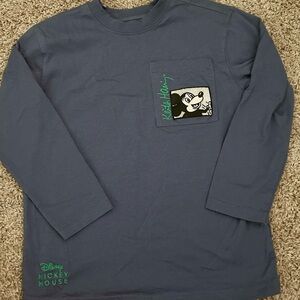 Zara Kids Long Sleeve Tee - Navy with Mickey Mouse Patch